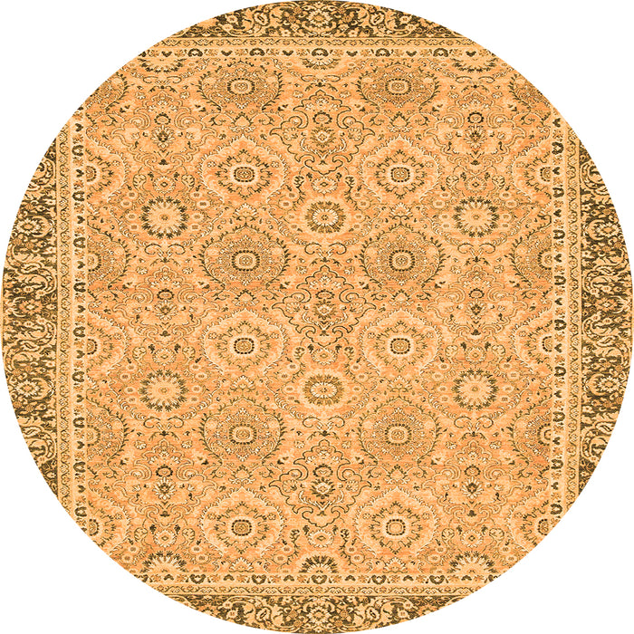 Round Machine Washable Oriental Orange Traditional Area Rugs, wshabs2675org