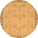 Round Machine Washable Oriental Orange Traditional Area Rugs, wshabs2675org