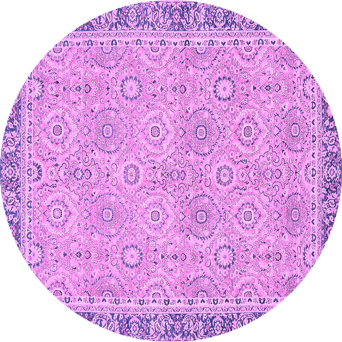 Round Machine Washable Oriental Purple Traditional Area Rugs, wshabs2675pur