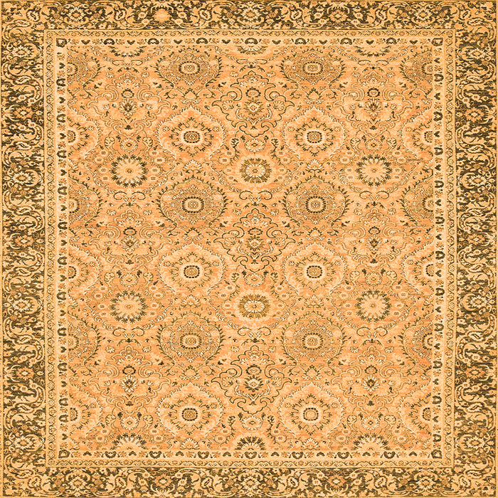 Square Machine Washable Oriental Orange Traditional Area Rugs, wshabs2675org