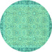 Round Oriental Turquoise Traditional Rug, abs2675turq