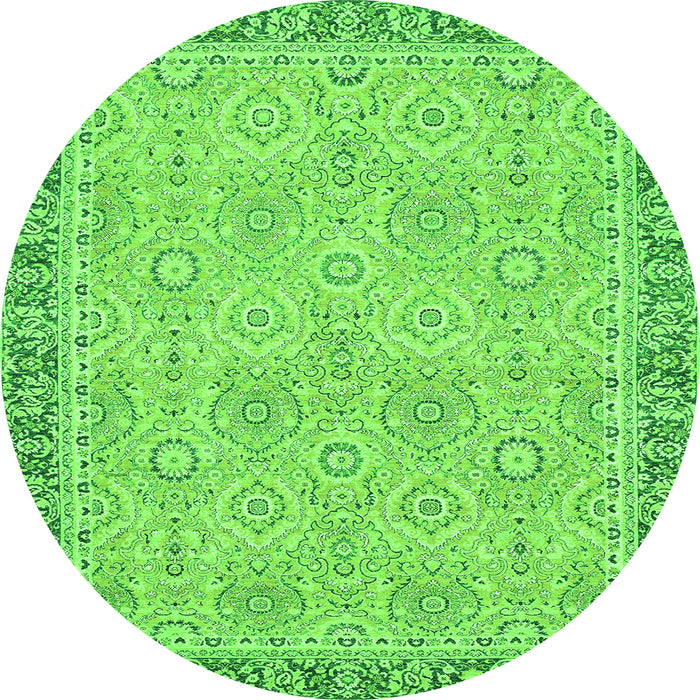 Round Oriental Green Traditional Rug, abs2675grn