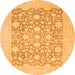 Round Machine Washable Oriental Orange Traditional Area Rugs, wshabs2676org