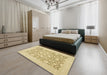 Abstract Gold Oriental Rug in a Bedroom, abs2676