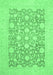 Machine Washable Oriental Emerald Green Traditional Area Rugs, wshabs2676emgrn