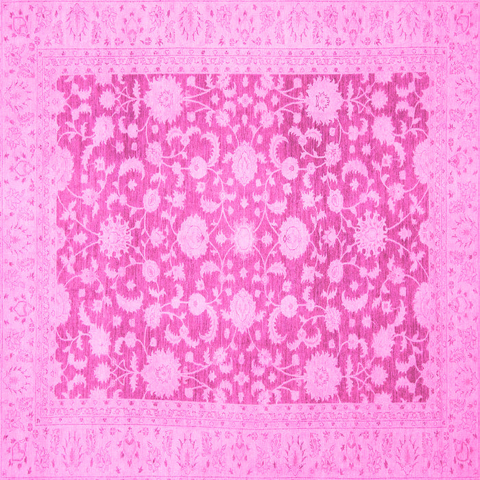 Square Machine Washable Oriental Pink Traditional Rug, wshabs2676pnk