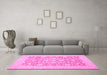 Machine Washable Oriental Pink Traditional Rug in a Living Room, wshabs2676pnk