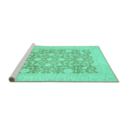 Sideview of Machine Washable Oriental Turquoise Traditional Area Rugs, wshabs2676turq