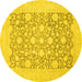 Round Oriental Yellow Traditional Rug, abs2676yw