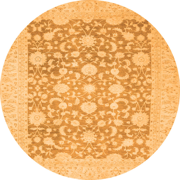 Round Oriental Orange Traditional Rug, abs2676org