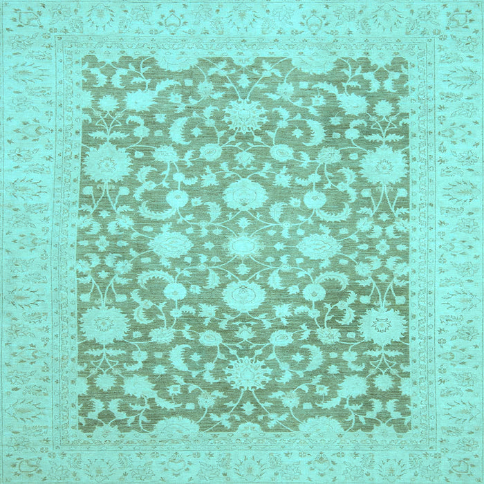 Square Machine Washable Oriental Light Blue Traditional Rug, wshabs2676lblu