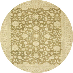 Round Machine Washable Abstract Gold Rug, wshabs2676