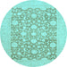 Round Oriental Light Blue Traditional Rug, abs2676lblu