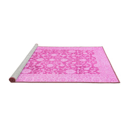 Sideview of Machine Washable Oriental Pink Traditional Rug, wshabs2676pnk