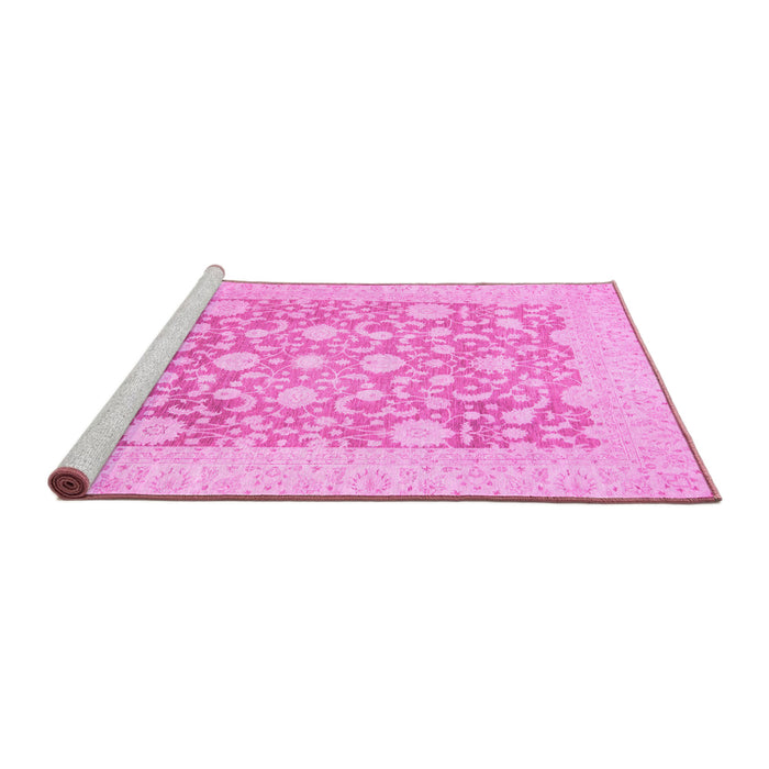 Sideview of Machine Washable Oriental Pink Traditional Rug, wshabs2676pnk