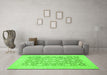 Machine Washable Oriental Green Traditional Area Rugs in a Living Room,, wshabs2676grn