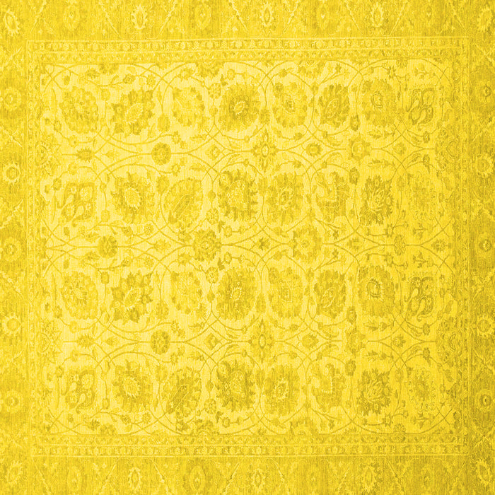 Square Machine Washable Oriental Yellow Traditional Rug, wshabs2677yw