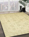 Abstract Yellow Oriental Rug in Family Room, abs2677