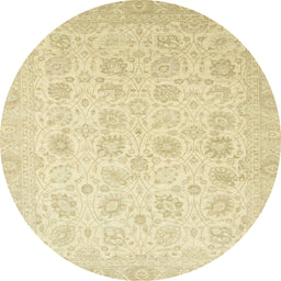 Round Abstract Yellow Oriental Rug, abs2677