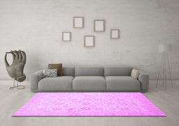 Machine Washable Oriental Purple Traditional Area Rugs in a Living Room, wshabs2677pur