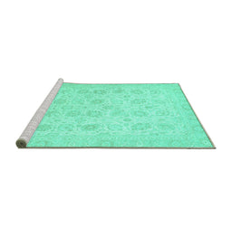 Sideview of Machine Washable Oriental Turquoise Traditional Area Rugs, wshabs2677turq