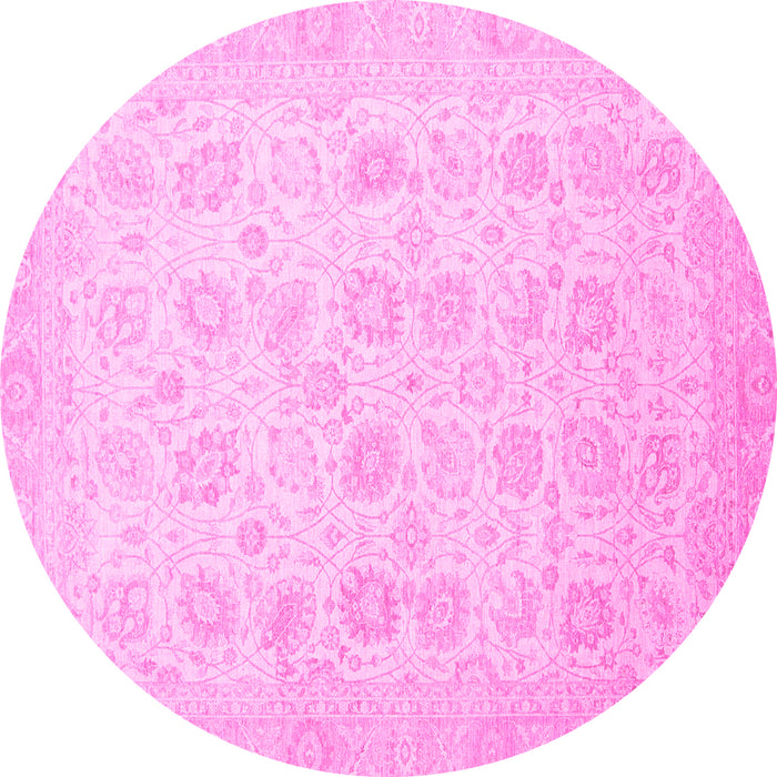 Round Oriental Pink Traditional Rug, abs2677pnk