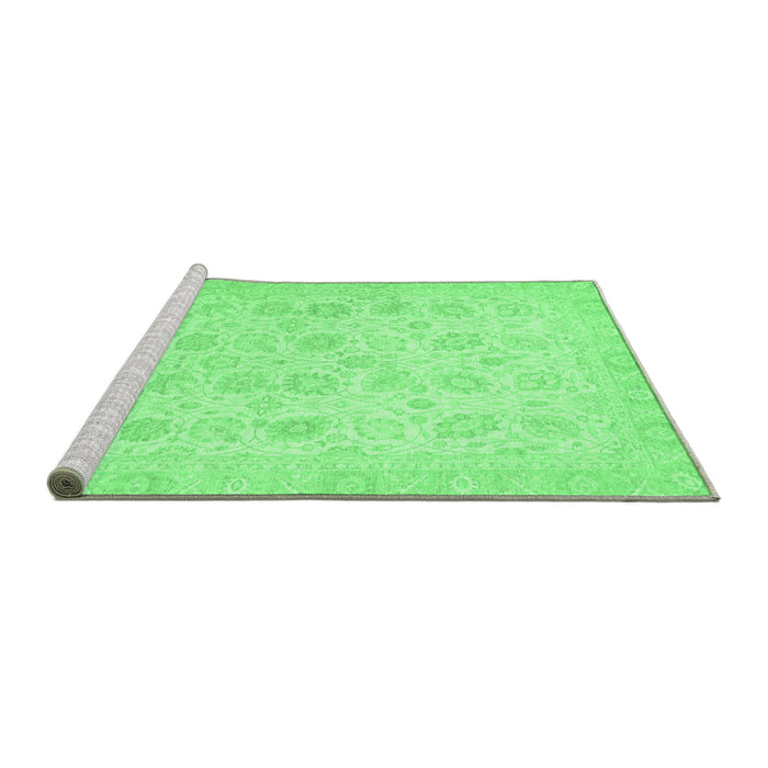 Sideview of Machine Washable Oriental Emerald Green Traditional Area Rugs, wshabs2677emgrn