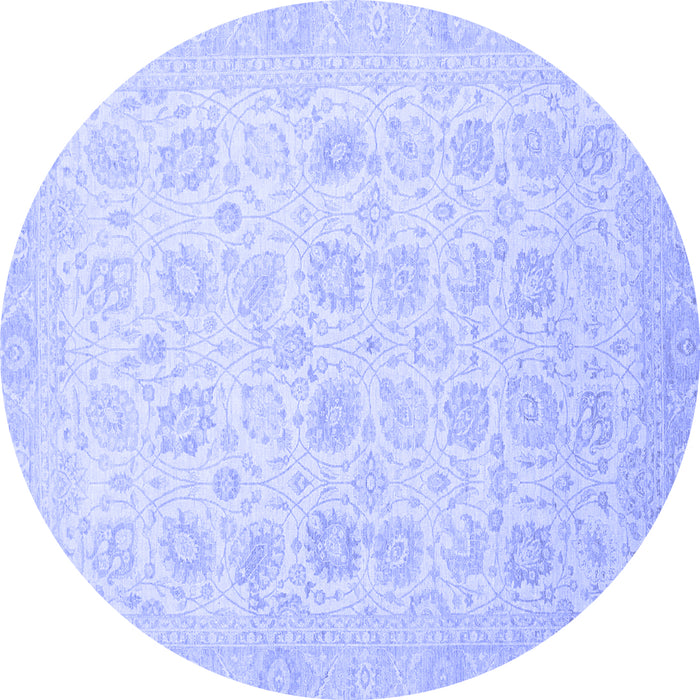 Round Machine Washable Oriental Blue Traditional Rug, wshabs2677blu