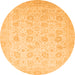 Round Machine Washable Oriental Orange Traditional Area Rugs, wshabs2677org