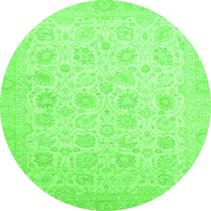 Round Machine Washable Oriental Green Traditional Area Rugs, wshabs2677grn