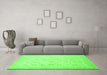 Machine Washable Oriental Green Traditional Area Rugs in a Living Room,, wshabs2677grn