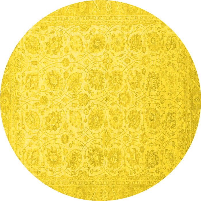 Round Oriental Yellow Traditional Rug, abs2677yw