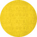 Round Machine Washable Oriental Yellow Traditional Rug, wshabs2678yw