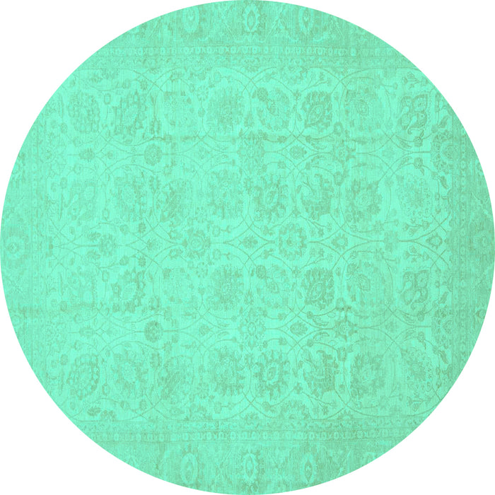 Round Oriental Turquoise Traditional Rug, abs2678turq