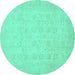 Round Oriental Turquoise Traditional Rug, abs2678turq