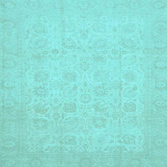 Square Machine Washable Oriental Light Blue Traditional Rug, wshabs2678lblu