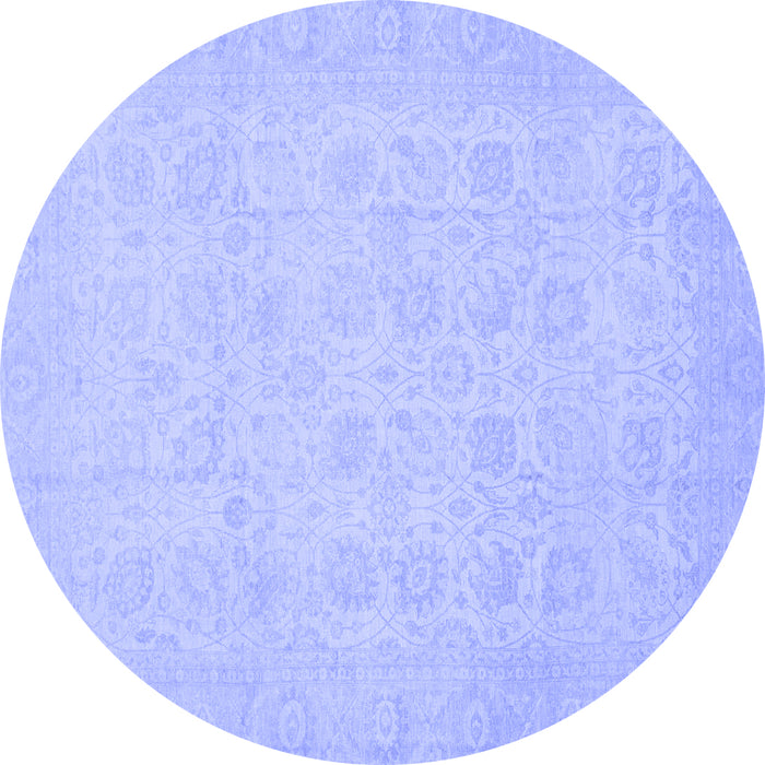 Round Oriental Blue Traditional Rug, abs2678blu