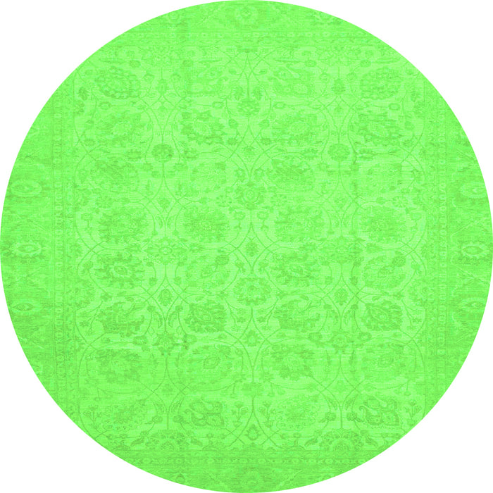 Round Oriental Green Traditional Rug, abs2678grn