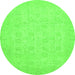 Round Oriental Green Traditional Rug, abs2678grn