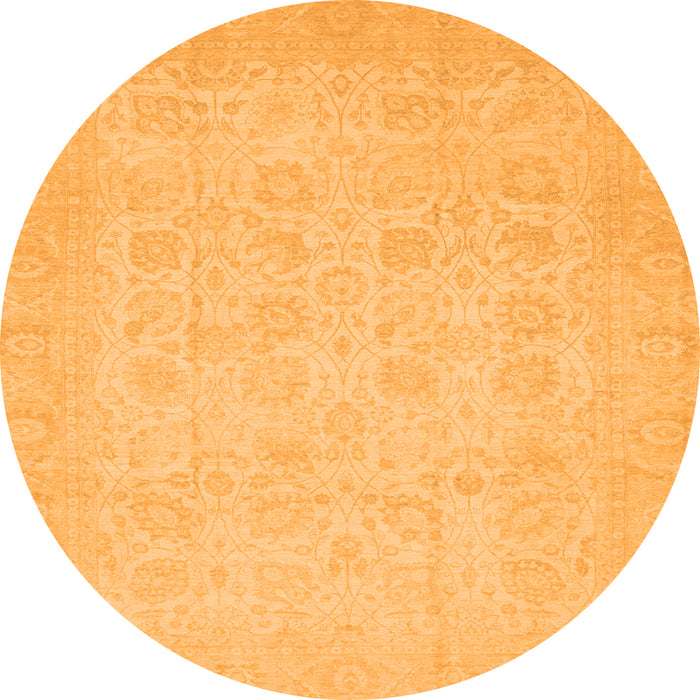 Round Machine Washable Oriental Orange Traditional Area Rugs, wshabs2678org