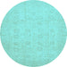 Round Oriental Light Blue Traditional Rug, abs2678lblu