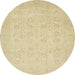 Round Machine Washable Abstract Brown Gold Rug, wshabs2678