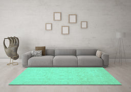 Machine Washable Oriental Turquoise Traditional Area Rugs in a Living Room,, wshabs2678turq