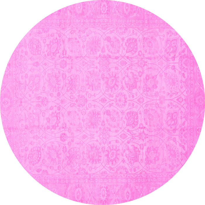 Round Machine Washable Oriental Pink Traditional Rug, wshabs2678pnk