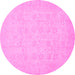 Round Machine Washable Oriental Pink Traditional Rug, wshabs2678pnk