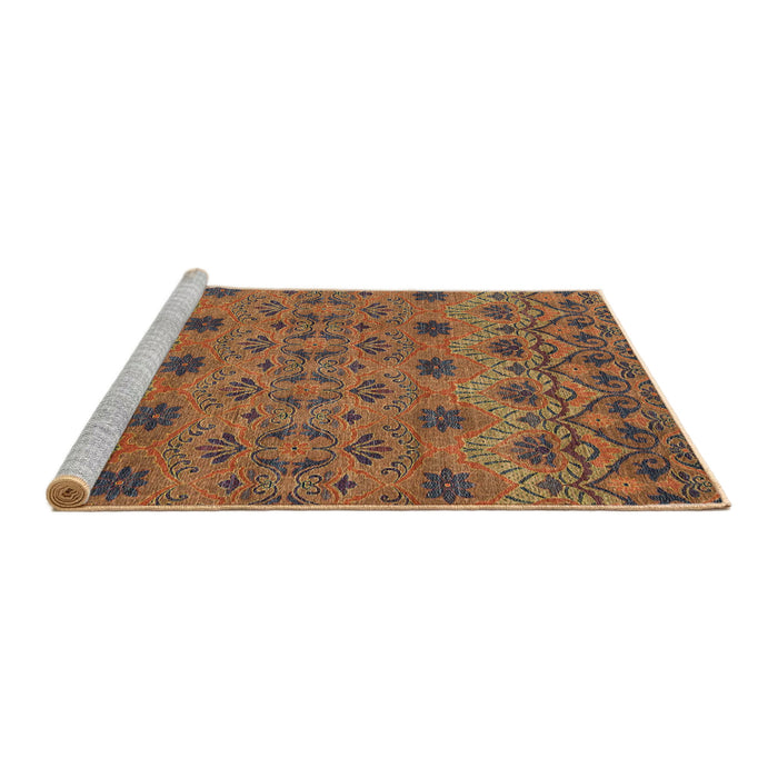 Sideview of Machine Washable Abstract Dark Sienna Brown Rug, wshabs2679