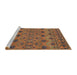 Sideview of Machine Washable Abstract Dark Sienna Brown Rug, wshabs2679