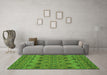 Machine Washable Abstract Green Modern Area Rugs in a Living Room,, wshabs2679grn