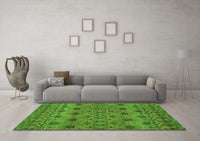 Machine Washable Abstract Green Modern Rug, wshabs2679grn