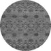 Round Machine Washable Abstract Gray Modern Rug, wshabs2679gry